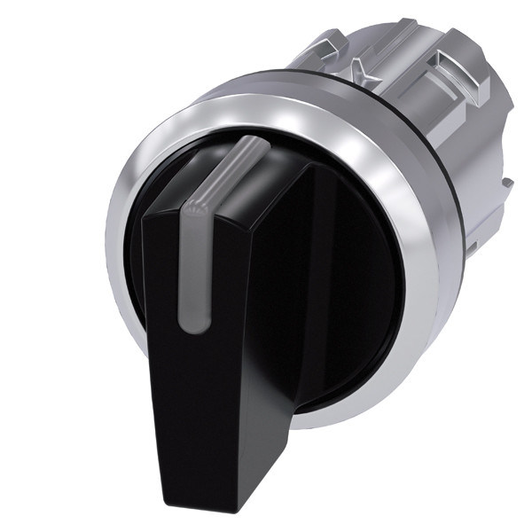 3SU1052-2BM10-0AA0 SIRIUS ACT Selector Schakelaar Metalen Glanzend Kort Handvat 3 Posities Zwart