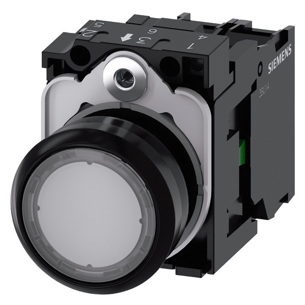 3SU1102-0AB70-1BA0 SIRIUS ACT Complete unit drukknop voor lichtgevende platte knop van kunststof