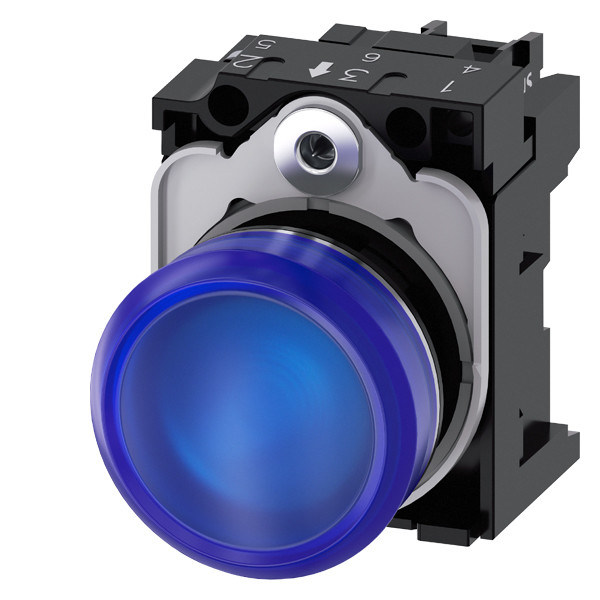 Smooth Lens Flush SIRIUS ACT Complete Unit Pilot Light met metalen glanzende afwerking 24V AC/DC
