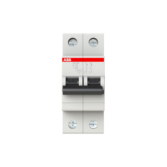 SH202-C10 Miniatuurcircuitbreaker 2P C 10 A BCD Curve C voor industriële toepassingen