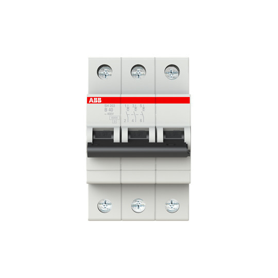 MCB SH203-B40 Miniatuurcircuitbreaker 3P B 40A BCD Curve B Nominale frequentie Hz 50 Makkelijk