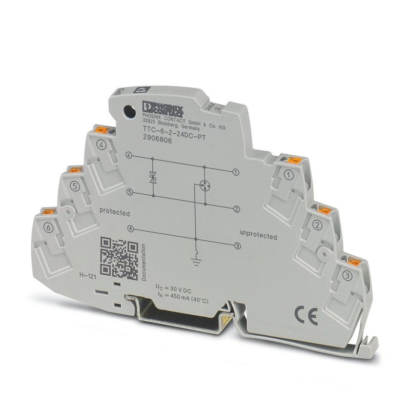 2 polen TTC-6-2-24DC-PT-overspanningsbeschermer voor 24 V gelijkstroom elektrische bescherming