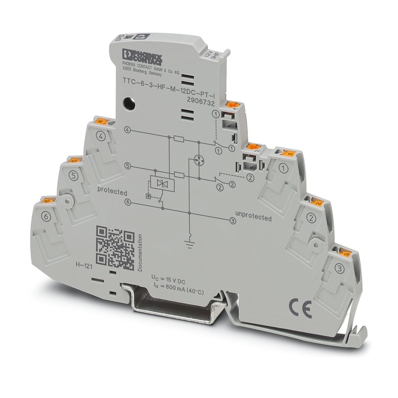 TTC-6-3-HF-M-12DC-PT-I Surge Protector by Phoenix Contact voor 12 V DC Rated Voltage
